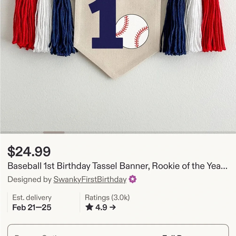 Baseball Themed First Birthday Banner